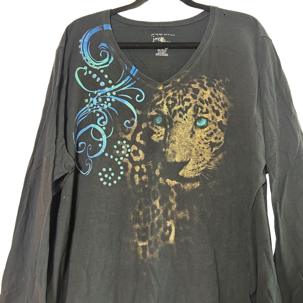 vtg y2k cheetah‎ leopard print graphic tee 4x